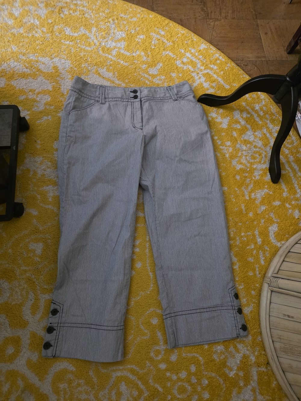 Charter Club Light Gray Cropped Button-Hem Jeans